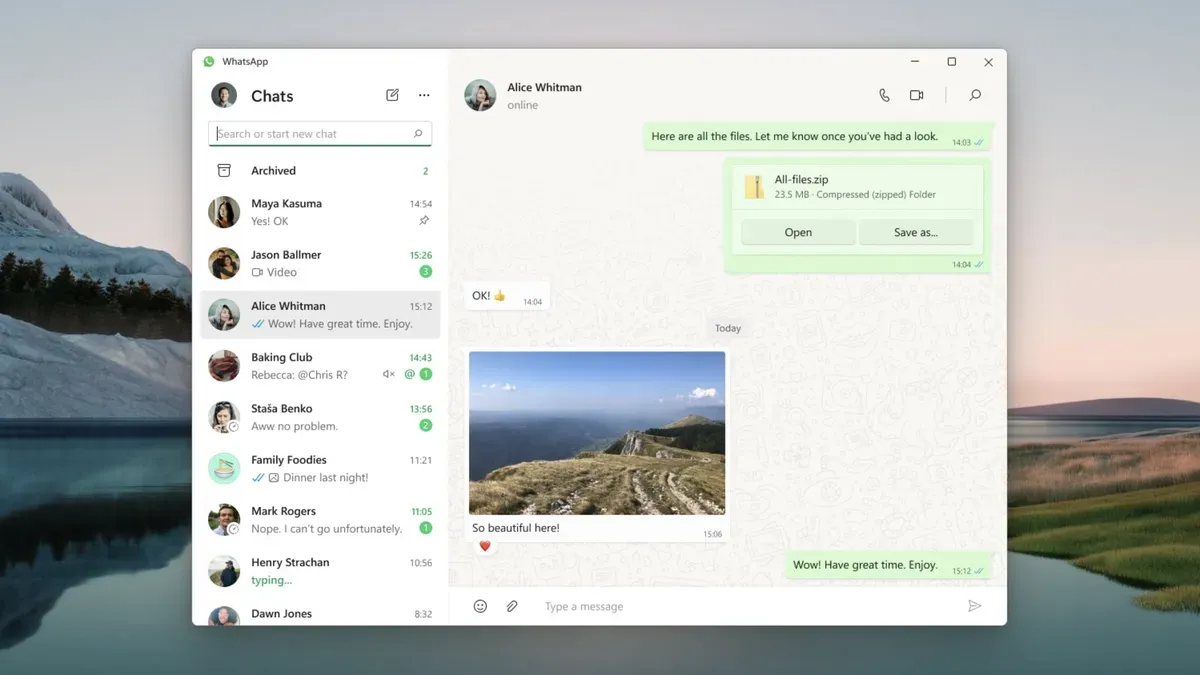 Screenshot of WhatsApp Desktop